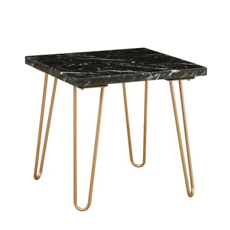 ACME Telestis End Table Black Marble Top & Gold Finish