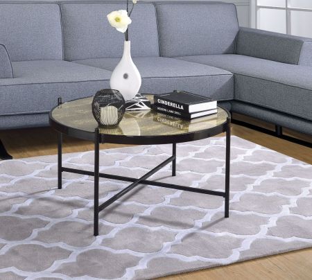 ACME Bage II Coffee Table Glass & Black Finish