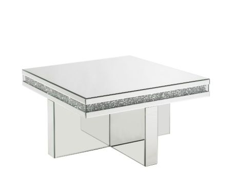 ACME Noralie Coffee Table Mirrored & Faux Diamonds