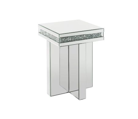 ACME Noralie End Table Mirrored & Faux Diamonds