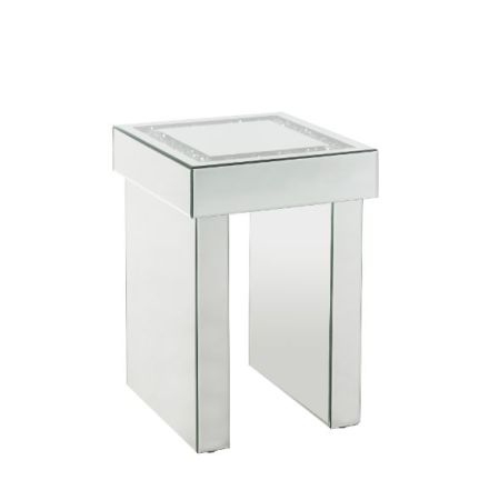 ACME Noralie End Table Mirrored & Faux Diamonds