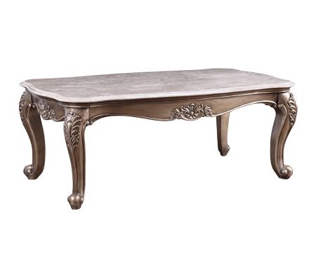 ACME Jayceon Coffee Table Marble Top & Champagne Finish