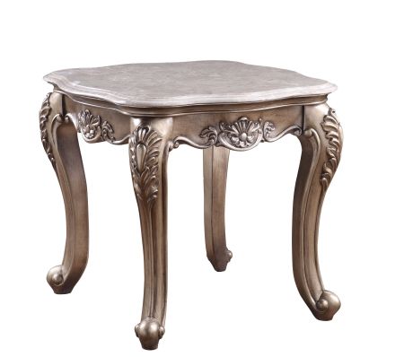 ACME Jayceon End Table Marble Top & Champagne Finish