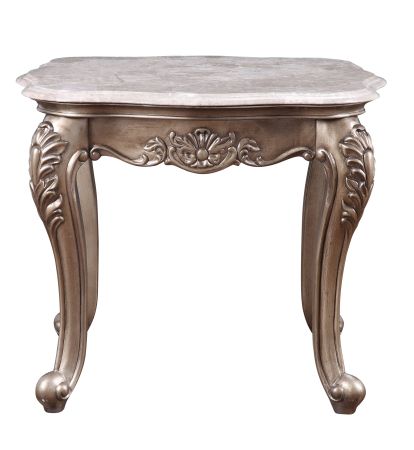 ACME Jayceon End Table Marble Top & Champagne Finish