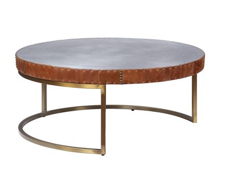 ACME Tamas Coffee Table Aluminum & Cocoa Top Grain Leather