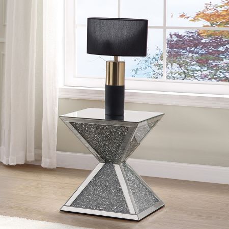 ACME Noralie End Table Mirrored & Faux Diamonds