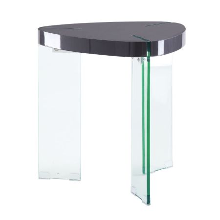 ACME Noland End Table Clear Glass & Gray High Gloss Finish