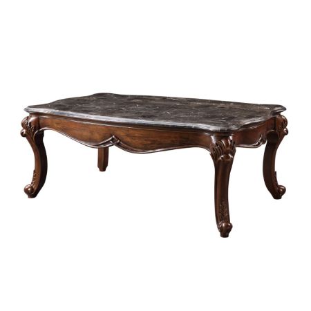 ACME Miyeon Coffee Table Marble Top & Cherry Finish