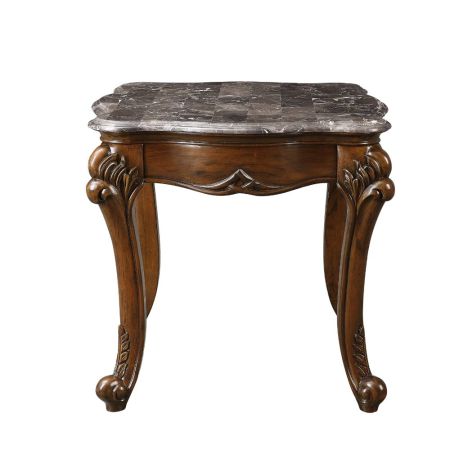 ACME Miyeon End Table Marble Top & Cherry Finish