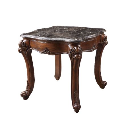 ACME Miyeon End Table Marble Top & Cherry Finish