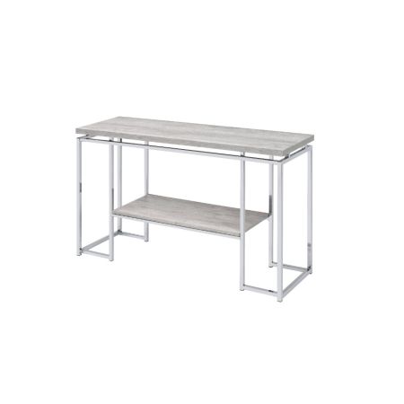 ACME Chafik Sofa Table Natural Oak & Chrome Finish