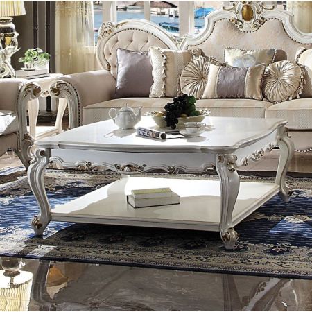 ACME Picardy Coffee Table Antique Pearl Finish