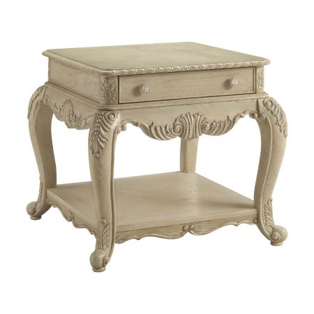 ACME Ragenardus End Table Antique White Finish