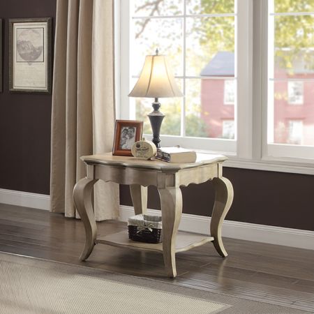 ACME Chelmsford End Table Antique Taupe Finish