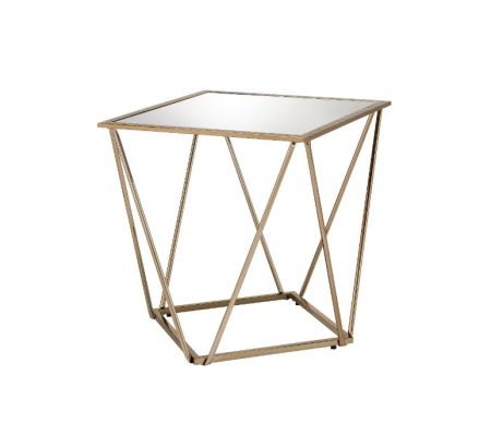 ACME Fogya End Table Mirrored & Champagne Gold Finish