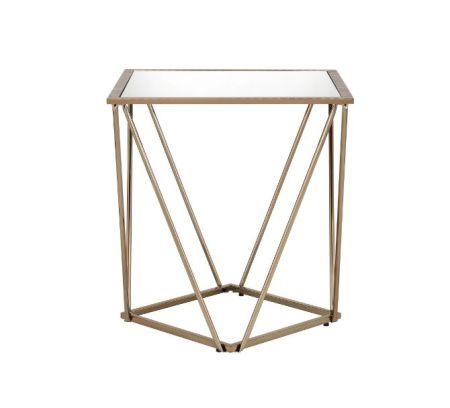 ACME Fogya End Table Mirrored & Champagne Gold Finish