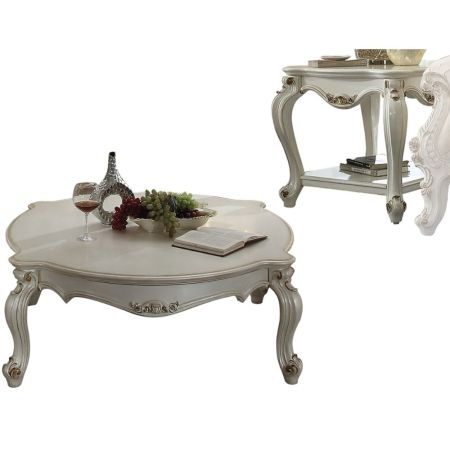 ACME Picardy Coffee Table Antique Pearl Finish