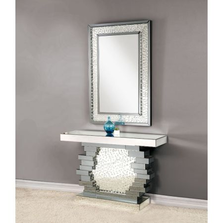 ACME Nysa Console Table Mirrored & Faux Crystals