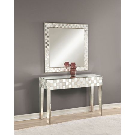 ACME Nasa Console Table Mirrored & Mother Of Pearl