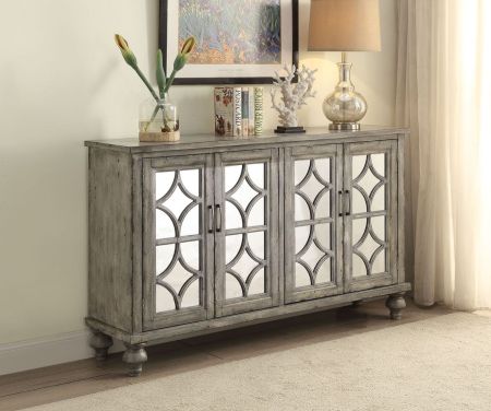 ACME Velika Console Cabinet Weathered Gray Finish