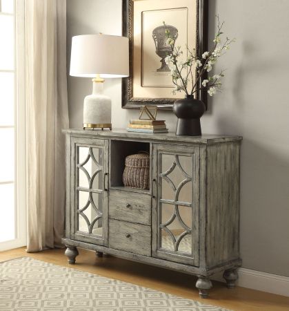 ACME Velika Console Cabinet Weathered Gray Finish