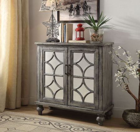 ACME Velika Console Cabinet Weathered Gray Finish