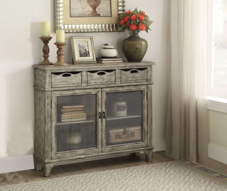 ACME Vernon Console Cabinet Weathered Gray Finish