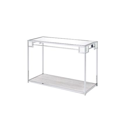 ACME Asbury Console Table Mirrored & Chrome Finish