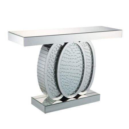 ACME Nysa Console Table Mirrored & Faux Crystals