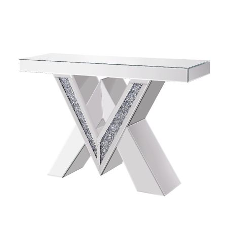 ACME Noralie Console Table Mirrored & Faux Diamonds