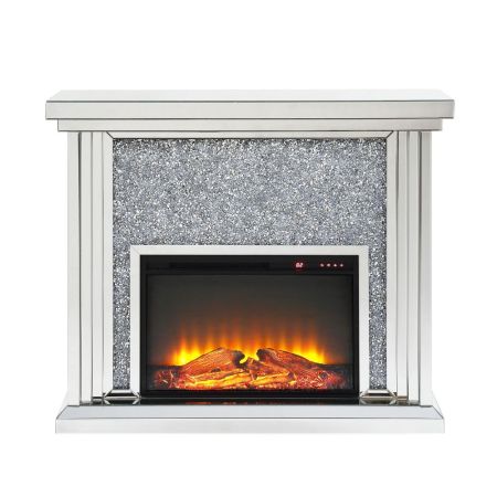 ACME Noralie Fireplace Mirrored & Faux Diamonds