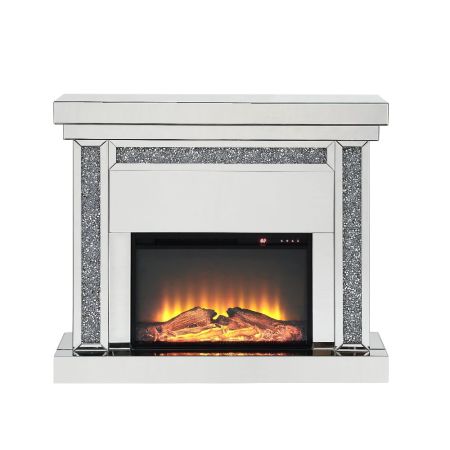 ACME Noralie Fireplace Mirrored & Faux Diamonds