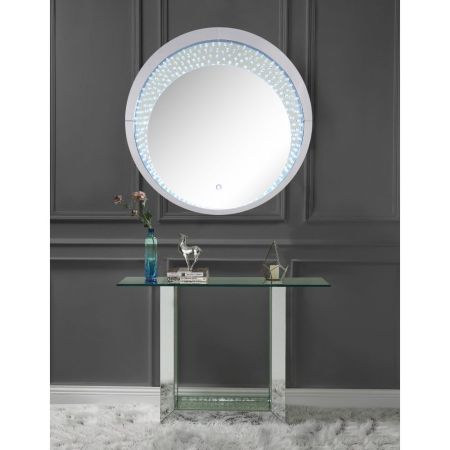 ACME Nysa Console Table Mirrored & Faux Crystals