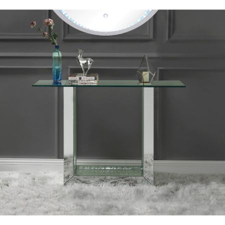 ACME Nysa Console Table Mirrored & Faux Crystals