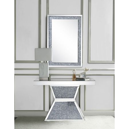 ACME Noralie Console Table Mirrored & Faux Diamonds