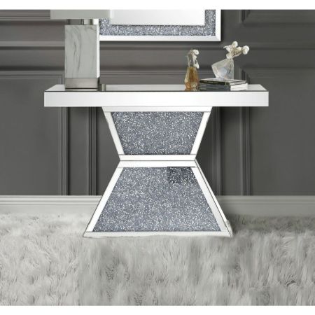 ACME Noralie Console Table Mirrored & Faux Diamonds