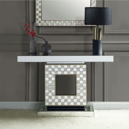 ACME Nasa Console Table Mirrored & Mother Of Pearl