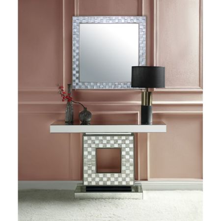 ACME Nasa Console Table Mirrored & Mother Of Pearl