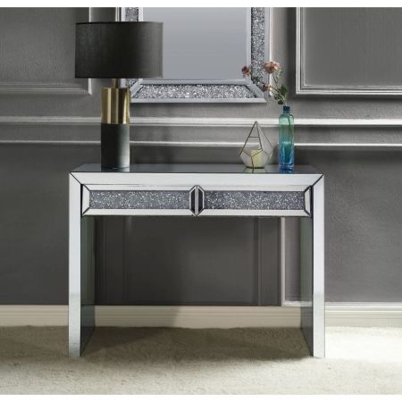 ACME Noralie Console Table Mirrored & Faux Diamonds