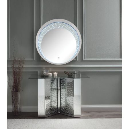 ACME Nysa Console Table Mirrored & Faux Crystals