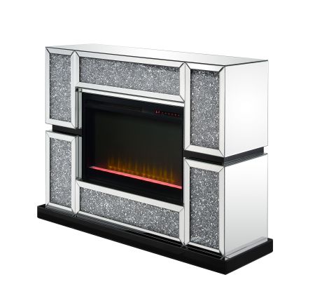 ACME Noralie Fireplace Mirrored & Faux Diamonds