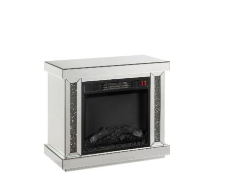 ACME Noralie Fireplace Led Mirrored & Faux Diamonds