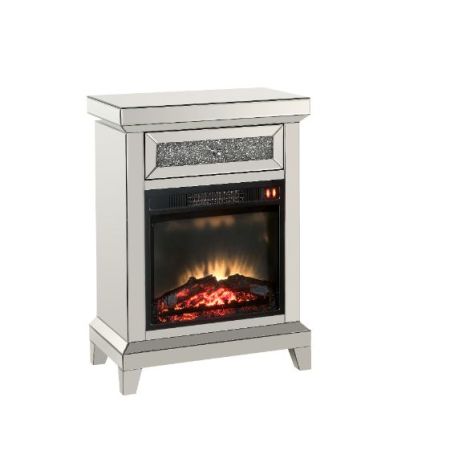 ACME Noralie Fireplace Mirrored & Faux Diamonds