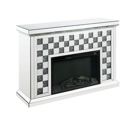 ACME Noralie Fireplace Mirrored & Faux Diamonds