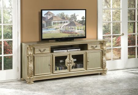 ACME Vendome II TV Stand Gold Patina & Bone Finish