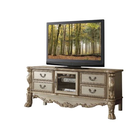 ACME Dresden TV Stand Gold Patina & Bone Finish