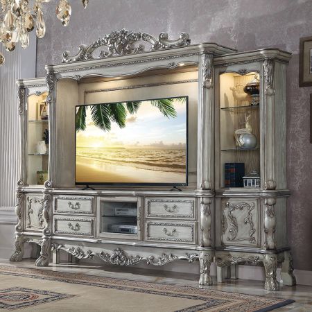 ACME Dresden Entertainment Center Vintage Bone White Finish