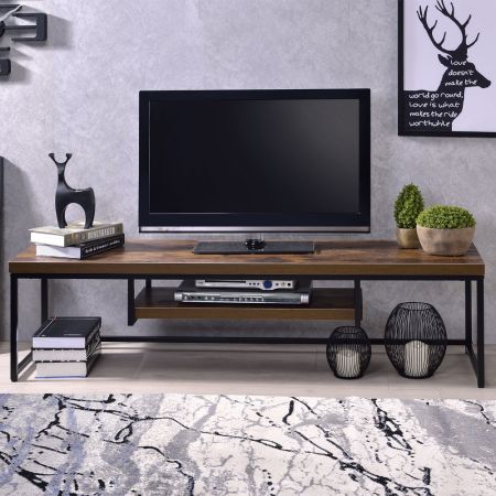 ACME Bob TV Stand Weathered Oak & Black Metal Finish