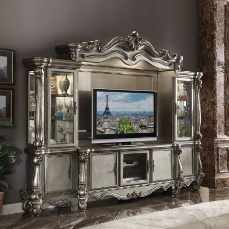 ACME Versailles Entertainment Center Antique Platinum Finish