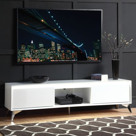 ACME Raceloma TV Stand Led White & Chrome Finish